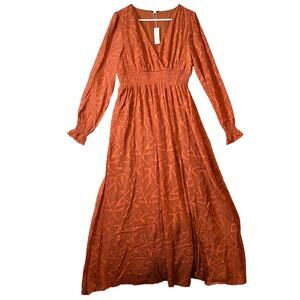 Baltic Born Size XL Bridget Textured Maxi Dress in Rust Orange New